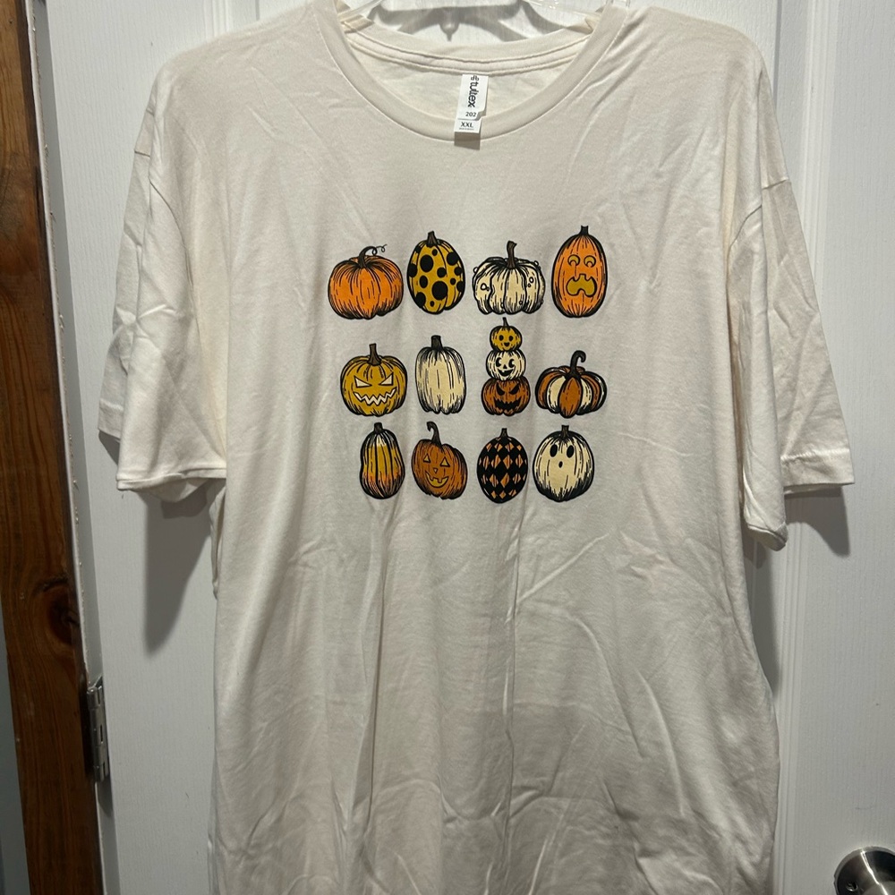 Tultex Halloween Pumpkin Graphic Tee - Cream SKU 684